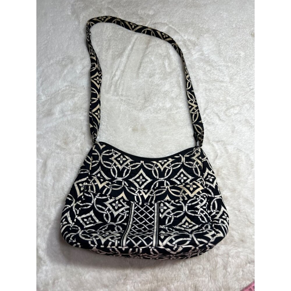 Vera Bradley Lola Quilted Shoulder Bag With Black & White Geometric Pattern